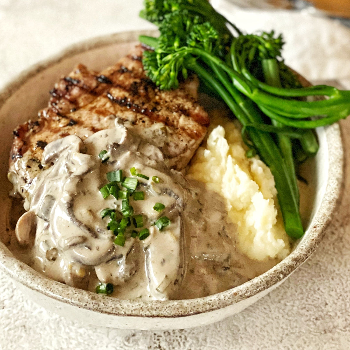 Scotch Fillet Steak with Creamy Mushroom Sauce