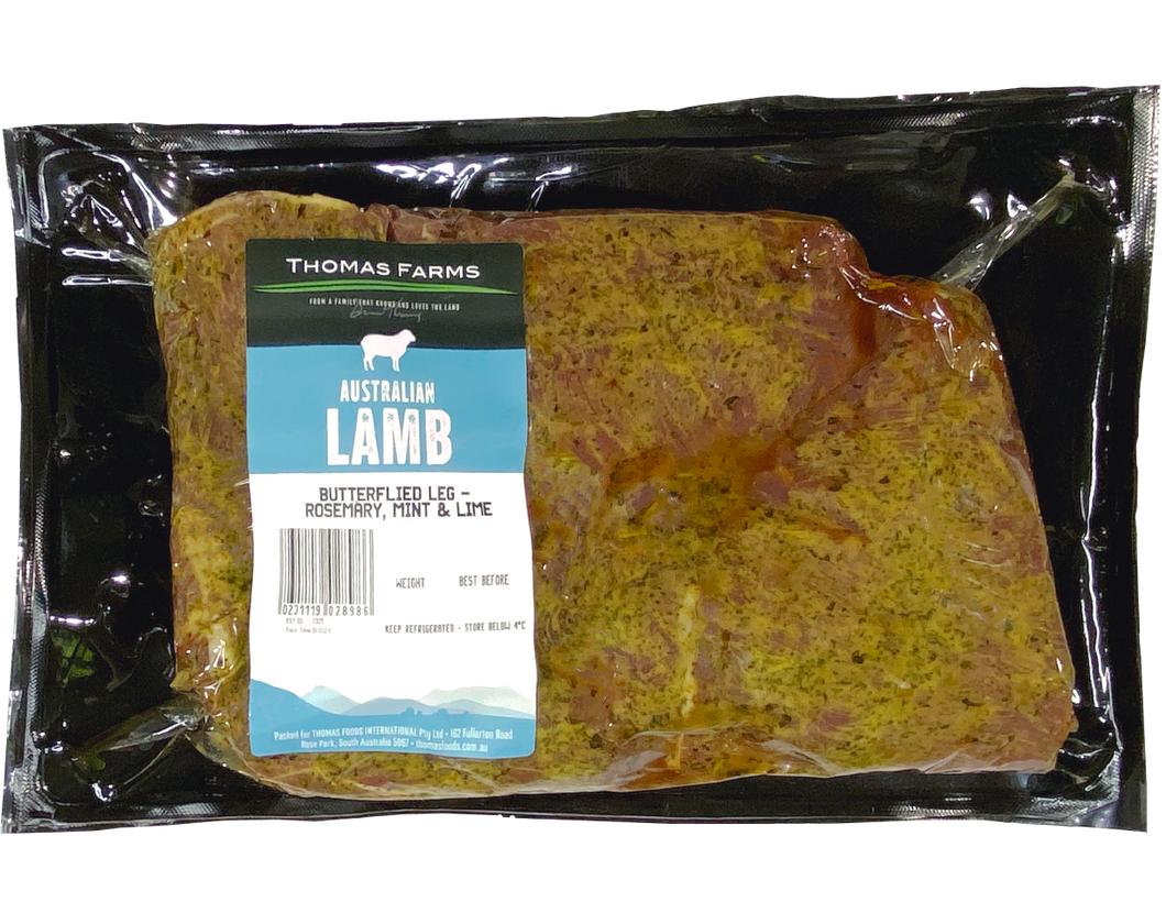 Butterflied Lamb Leg - Rosemary, Lime & Mint